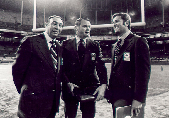 Howard Cosell, Keith Jackson, Don Meredith at the Monday Night Football debut