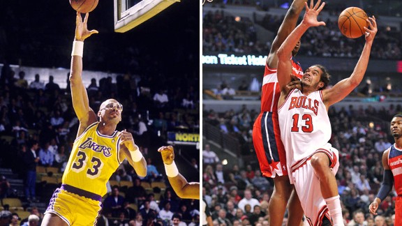 Kareem Abdul-Jabbar and Joakim Noah