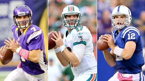Christian Ponder, Ryan Tannehil and Andrew Luck