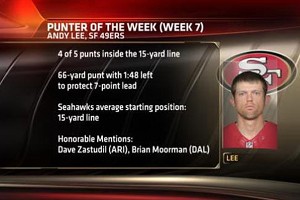 ESPN San Francisco punter Andy Lee had a huge game against NFC West 