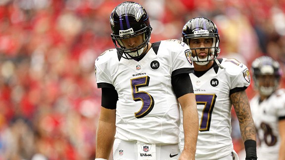 Joe Flacco during the Baltimore Ravens' loss to the Houston Texans