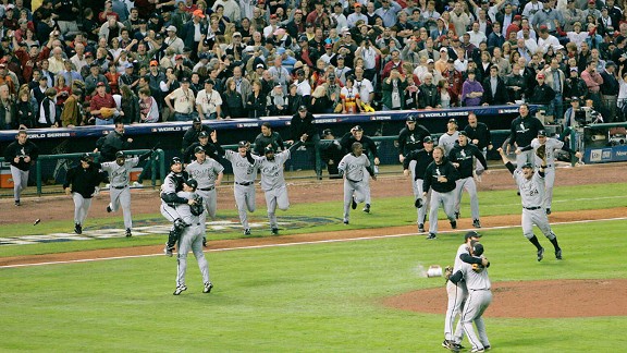 Chicago White Sox celebrate against the Houston Astros in the 2005 World Series
