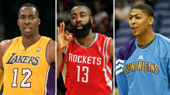 Dwight Howard, James Harden and Anthony Davis
