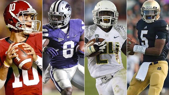 Alabama, Kansas St., Oregon, Notre Dame