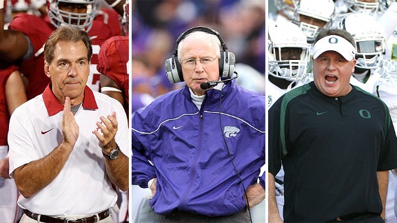 Nick Saban, Bill Snyder and Chip Kelly