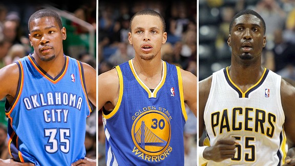 Kevin Durant, Stephen Curry and Roy Hibber