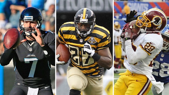 Chad Henne, Jonathan Dwyer, and Santana Moss