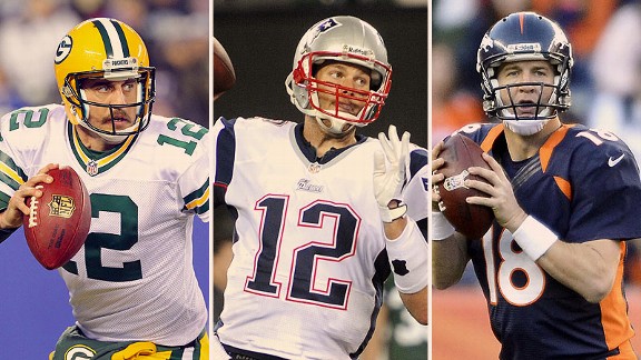 Aaron Rodgers, Tom Brady, and Peyton Manning