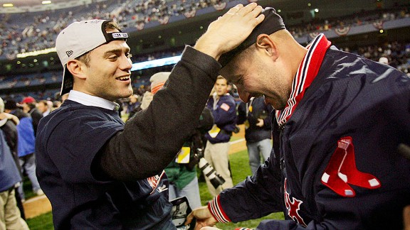 Terry Francona, Theo Epstein and the Boston Red Sox after being the New York Yankees in the 2004 ALCS