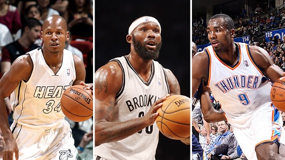 Ray Allen, Reggie Evans and Serge Ibaka