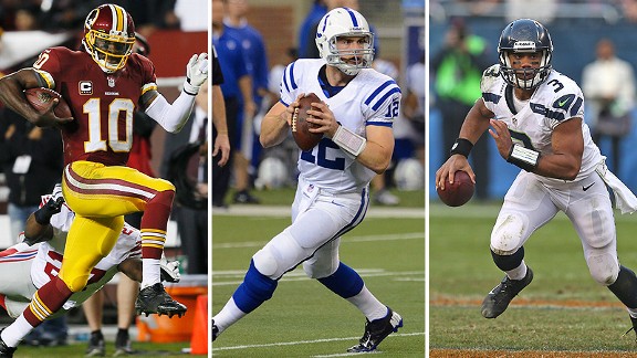 Robert Griffin III, Andrew Luck and Russell Wilson