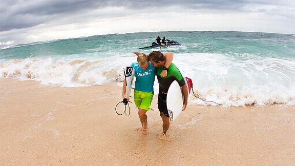Adam Melling and Tom Whitaker  at the Vans World Cup of Surfing.