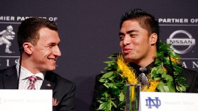 Johnny Manziel of the Texas A&M Aggies and Manti Te'o of the Notre Dame Fighting Irish