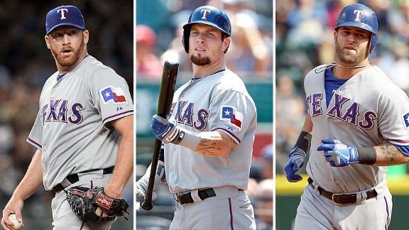 Ryan Dempster, Mike Napoli and Josh Hamilton