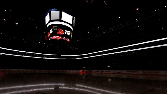 The Prudential Center in darkness