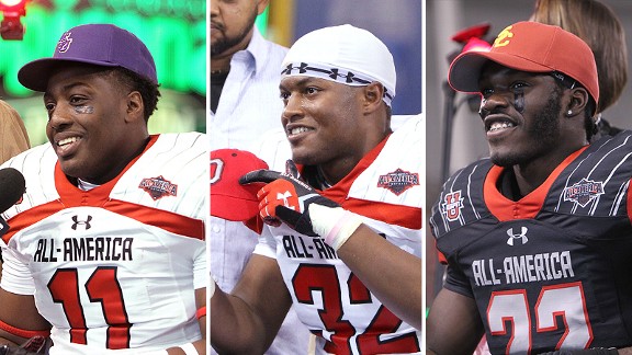 Kendell Beckwith, Trey Johnson and Leon McQuay