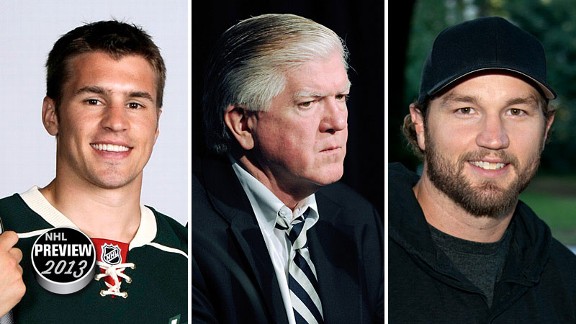 Zach Parise, Brian Burke, and Rick Nash