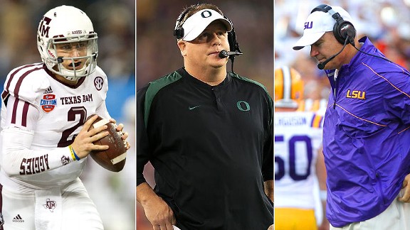 Johnny Manziel, Chip Kelly and Les Miles