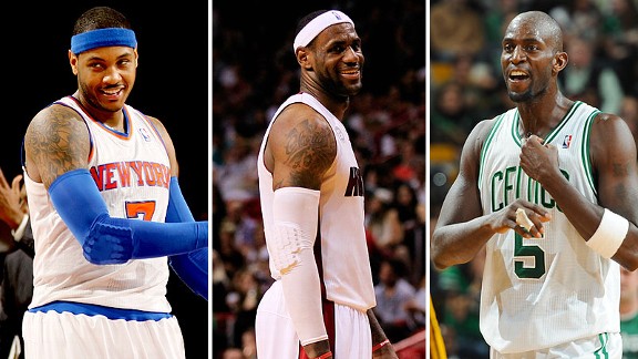 Carmelo Anthony, LeBron James, Kevin Garnett