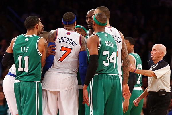 Carmelo Anthony and Kevin Garnett