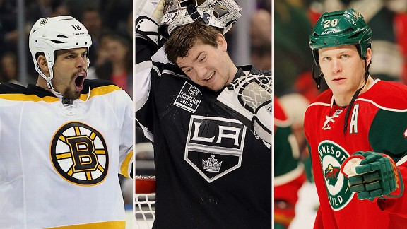Nathan Horton, Jonathan Quick, and Ryan Suter