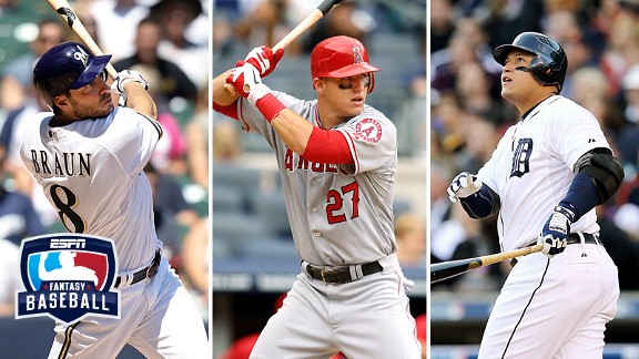 Miguel Cabrera, Ryan Braun and Mike Trout