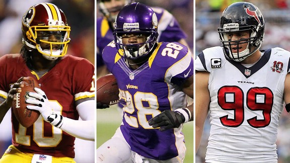 Adrian Peterson, Robert Griffin III, J.J. Watt