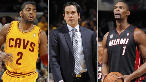 Kyrie Irving, Erik Spoelstra, Chris Bosh