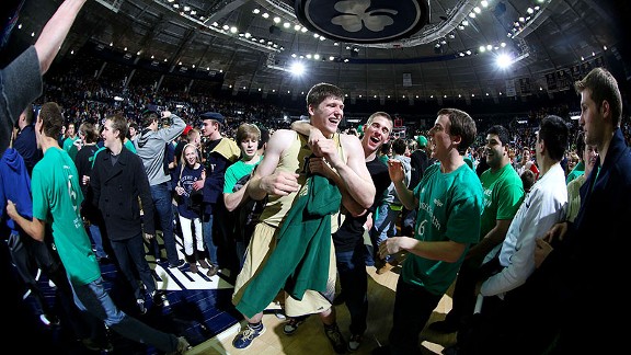 Jack Cooley of the Notre Dame Fighting Irish after beating the Louisville Cardinals
