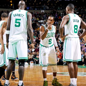 Rajon Rondo, Kevin Garnett and Jeff Green