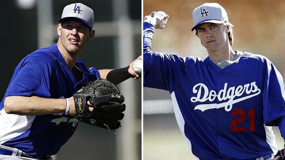 Los Angeles Dodgers pitcher Zack Greinke throws during spring training baseball at Camelback Ranch in Phoenix, Wednesday, Feb. 13, 2013.