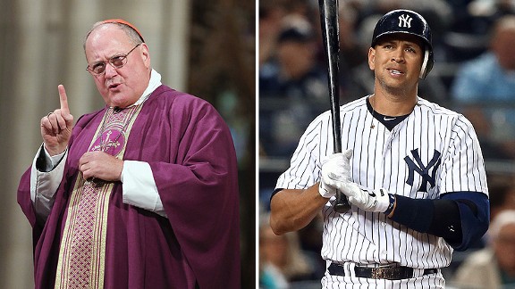 Cardinal Timothy Dolan and Alex Rodriguez