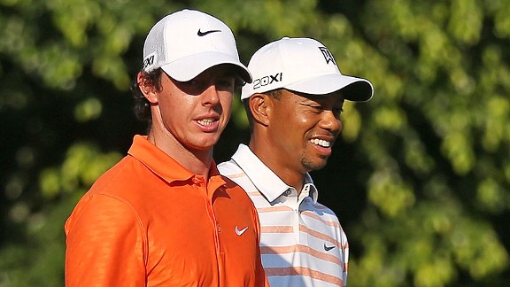 Rory McIlroy and Tiger Woods at Doral, weeks before the Masters