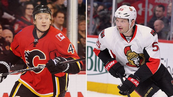 Jay Bouwmeester and Sergei Gonchar