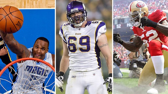 Glen Davis, Jared Allen, and Patrick Willis