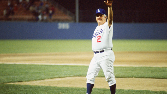 Manager Tommy Lasorda of the Los Angeles Dodgers