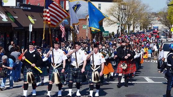 Bagpipe parade for Martin Richard