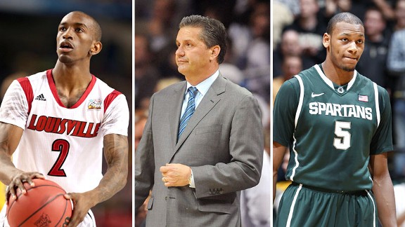 Russ Smith, John Calipari and Adreian Payne