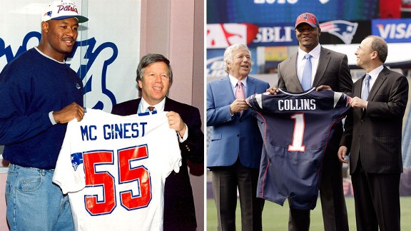 Robert Kraft, Willie McGinest and Robert and Jon Kraft with Jamie Collins