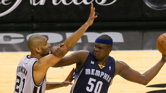 Zach Randolph and Tim Duncan