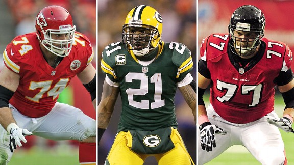 Eric Winston, Charles Woodson and Tyson Clabo