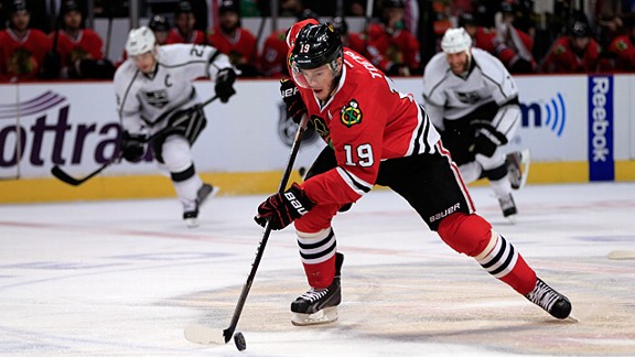 Jonathan Toews #19 of the Chicago Blackhawks