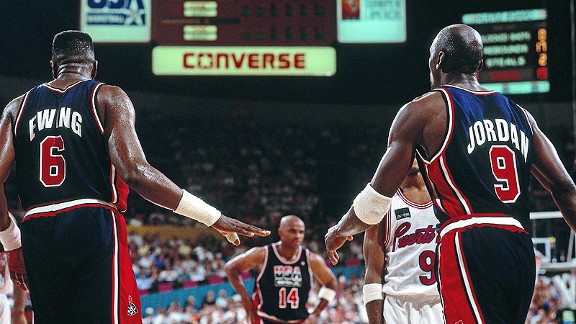 Patrick Ewing and Michael Jordan