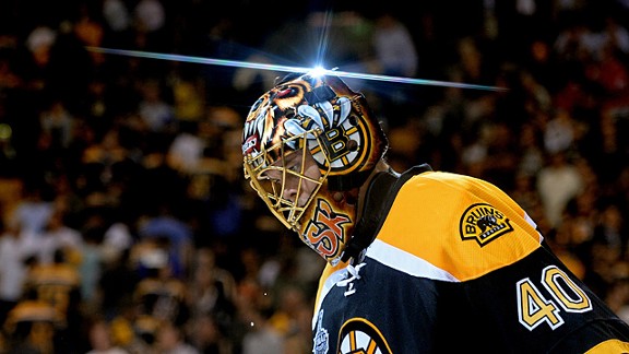 Tuukka Rask #40 of the Boston Bruins