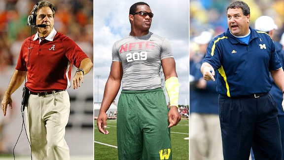 Nick Saban, Da'Shawn Hand, Brady Hoke