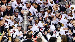 Chicago Blackhawks celebrate winning the Stanley Cup