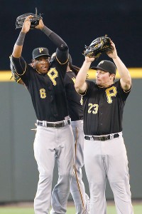 Starling Marte, Travis Snider and Andrew McCutchen