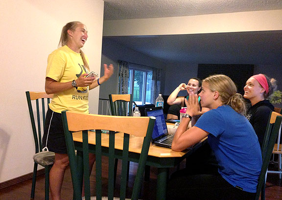 US Bobsledders at mealtime