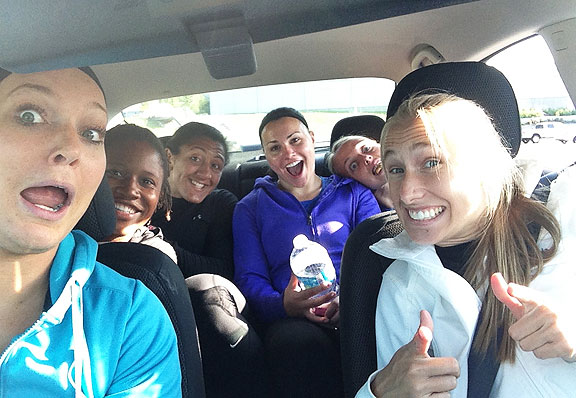 US Bobsledders in car