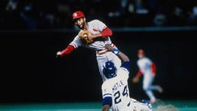 Ozzie Smith #1 of the St. Louis Cardinals